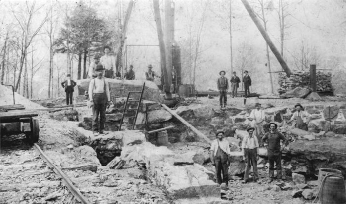 The 'Mad Hatters', an integral part of Danbury's history, mining limestone for Hearthstone Castle's construction.